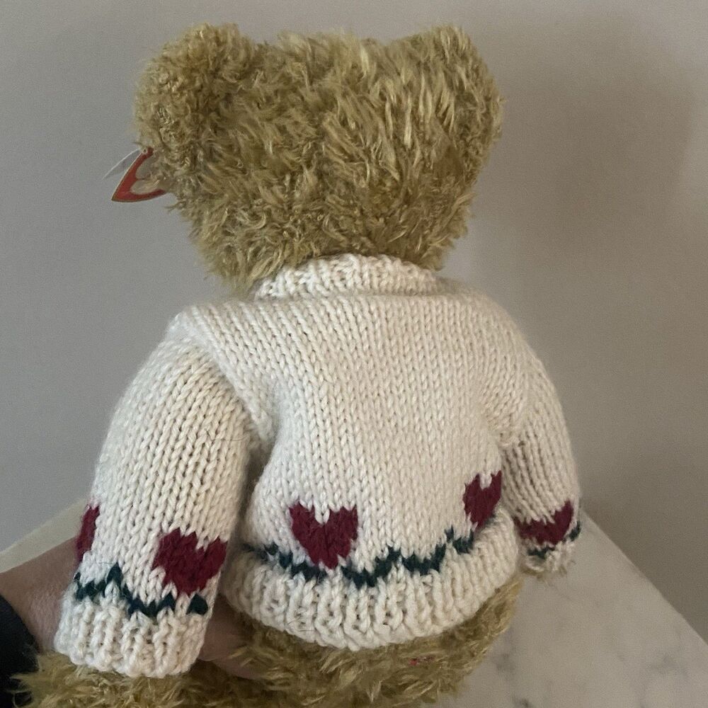 TY Attic Treasures Plush Bear Heartley 12” Sweater 1993 Love Conquers Vintage - Picture 5 of 8